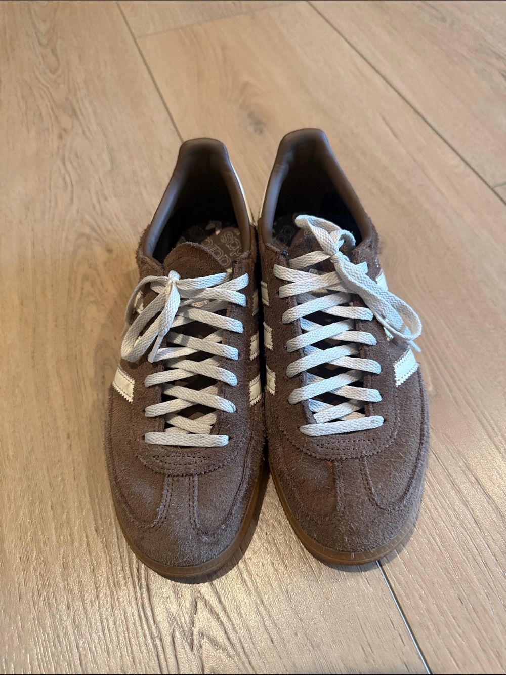 adidas Brown Suede Sneakers with White Stripes - Men